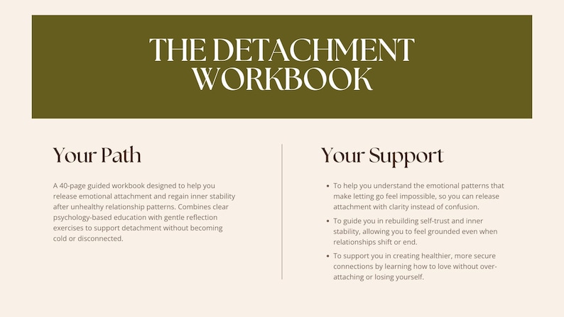 The Detachment Workbook, 40 Page Letting Go Journal, Trauma Bond ...