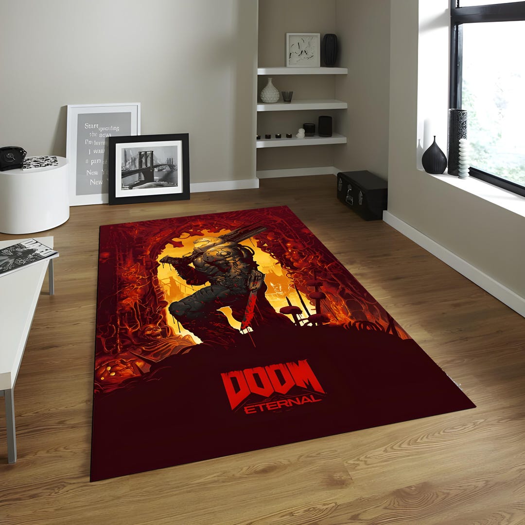 Doom Eternal Rug, Game Rug, Gamer Rug, Teen Room Rug, Unique Rug ...