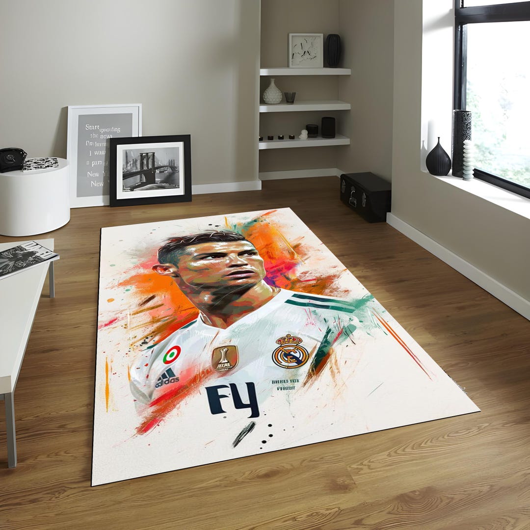 Cristiano Ronaldo Rug, Goat Rug, Aesthetic Rug, Football Rug, Player ...