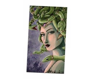 Medusa Art Magnet, Refrigerator Magnets, Fridge Decor, Kitchen, Cubicle Decor, Home, Dorm Room, Watercolor, Snakes, Greek Mythology