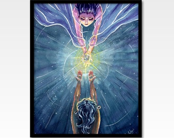 Sophia Watercolor Painting, Giclee Print, Archival Quality, Decor, Art, Artwork, Spiritual, Altar Icon, Enlightenment, Creation, Gnostic