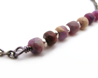 Purple Agate Necklace, delicate necklace, Crystal stone, classy, elegant, simple, witchy, chain necklace, lobster clasp