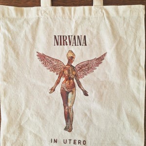 Nirvana Tote Bag (38x42 cm) – ‘In Utero’ Album | Hand-Painted Design