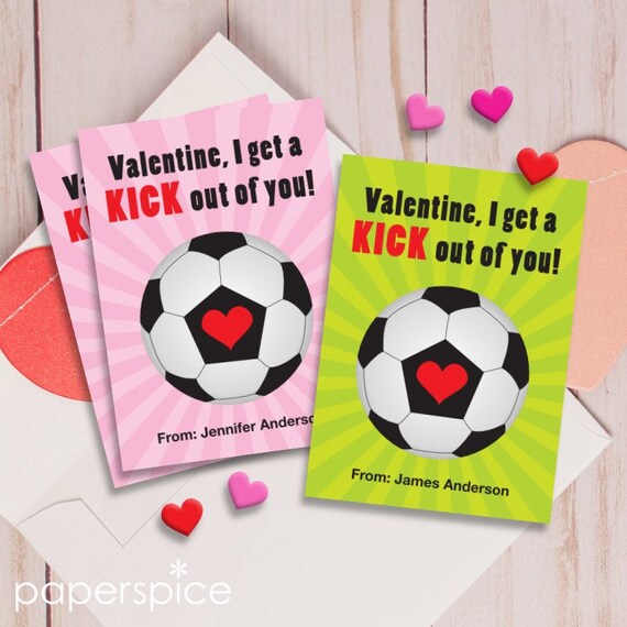 Classroom Valentine Cards For Kids Boy Or Girl Soccer Valentine School Valentine Card Exchange Diy Printable Personalized Digital File By Paperspice Catch My Party