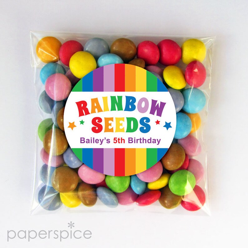 Rainbow Seeds Favor Tags or Stickers Kids Rainbow Birthday - Etsy