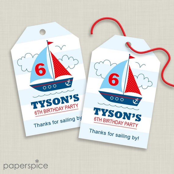 Nautical Sailboat Blue & Red Party Cutouts Decorations Printable 