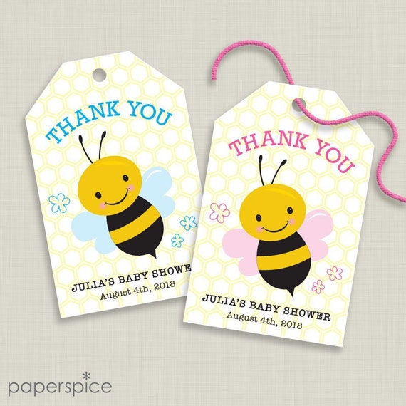 Personalized Bee Baby Shower Favor Tags - DIY Printable (Digital File) Il_570xn