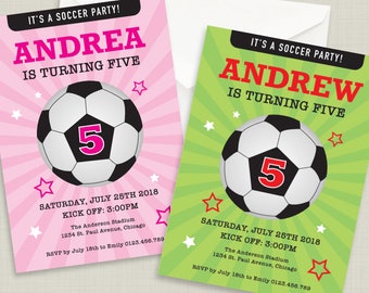 Soccer Party Invitation, Football Party Invite, Kids Birthday Party, Girl or Boy, Soccer Ball, DIY Printable Personalized, Digital File