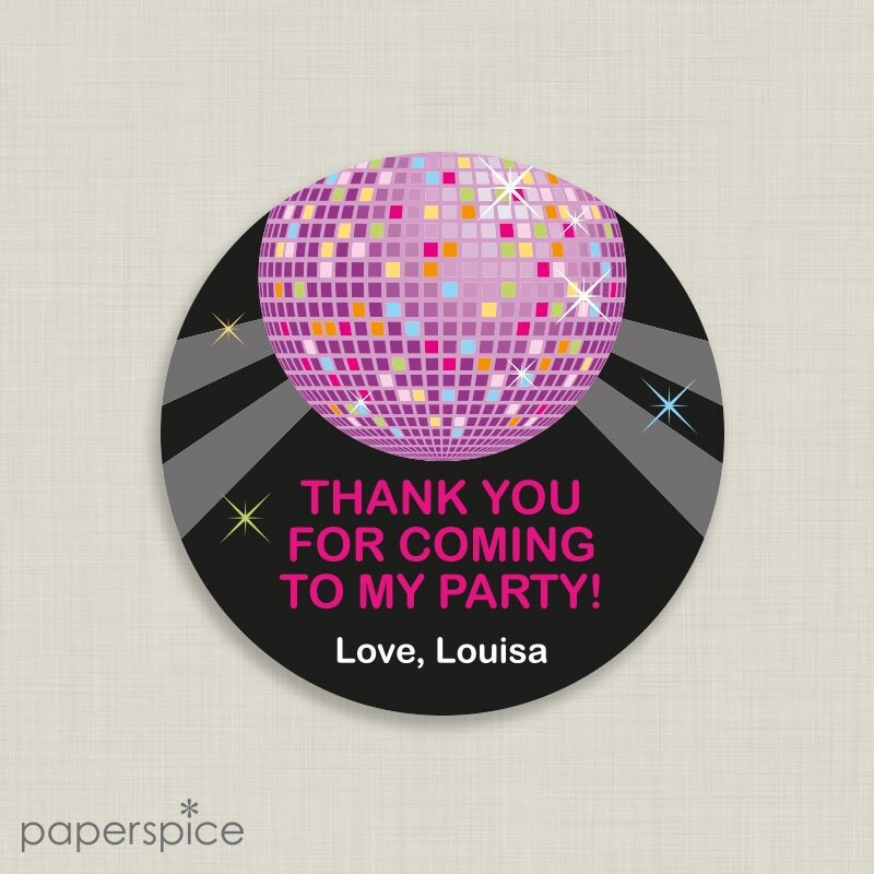 Personalized Disco or Dance Party Favor Tags or Stickers 2 Etsy