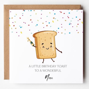 Nan Birthday Card, A Toast To You, Happy Birthday, Champagne Toast, Joke Funny Pun Card, Luxury Card, Granny Nana Grandma