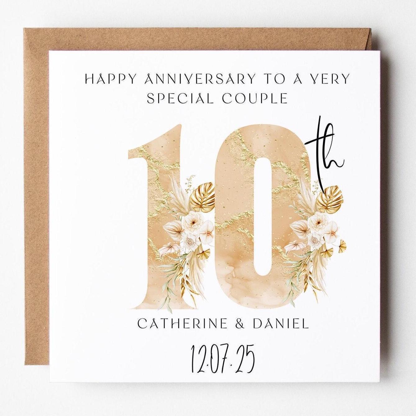 【ARS10+】Happy 17th Anniversary!![水面下] Floral 10th Anniversary Card: Personalized Gold Foil Design - Etsy