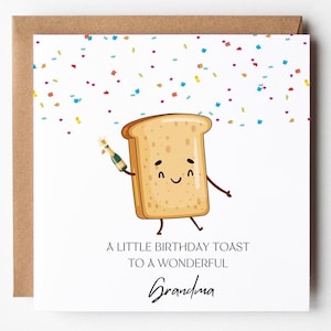 Carte d&#39;anniversaire toast drôle pour grand-mère : jeu de mots champagne