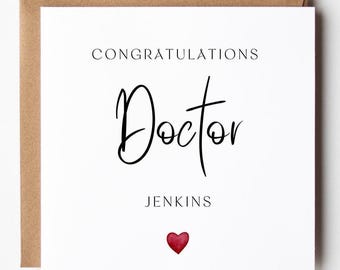 Tarjeta personalizada de felicitación por graduación de doctorado, efecto lino