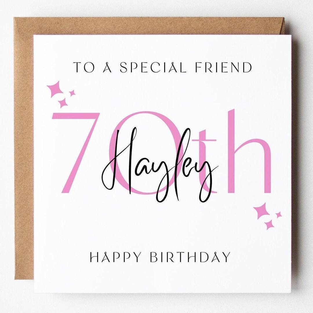Personalized Pink 70th Birthday Card for Her - Etsy