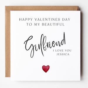 Tarjeta de San Valentín personalizada para novia: corazón rojo, escritura elegante