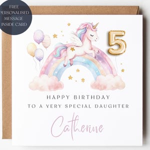 a birthday card with a unicorn and balloons