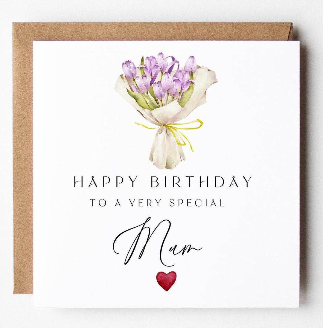PRINTABLE Mum Birthday Card, Flowers Birthday Card, Happy Birthday, Love Heart, Mummy Special ...