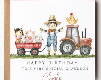 Tractor Birthday Card / Tractor Card / Kids Tractor Card / Farm Card - View #5