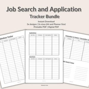 Pacchetto stampabile per il monitoraggio delle domande di lavoro: pianificatore di ricerca di lavoro modificabile (PDF)