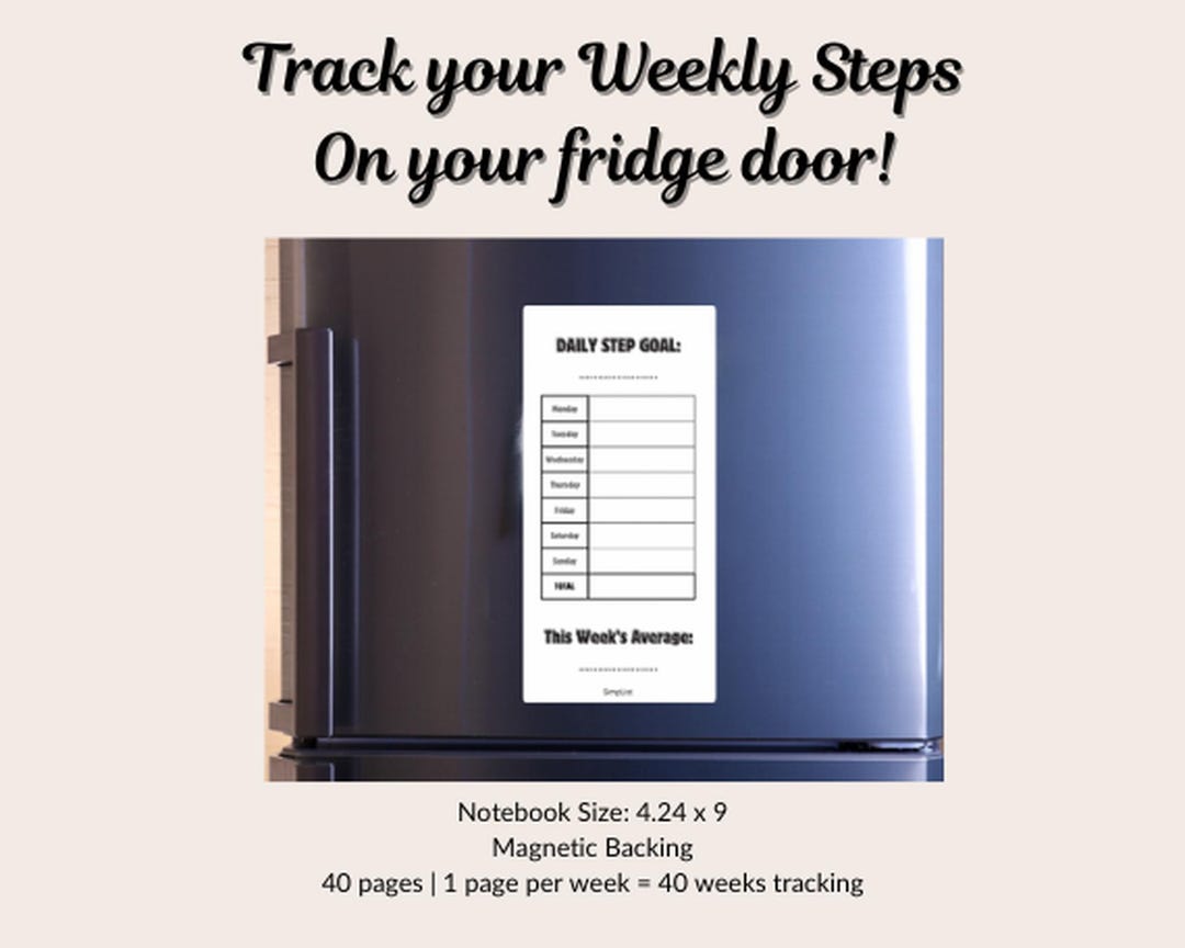 Magnetic Fridge Step Tracker Notebook: Weekly Fitness Goal Planner - Etsy