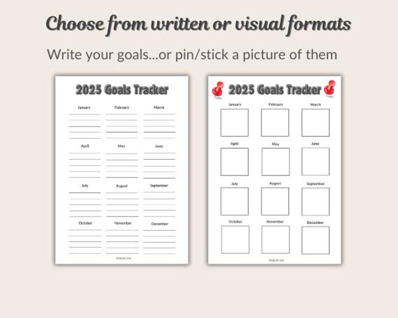 2025 Monthly Goals Tracker – Printable Visual & Written Planner (A4/A3 ...
