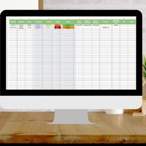 Può includere: Uno schermo di computer che mostra un foglio di calcolo con colonne per il titolo del lavoro, l'azienda, lo stipendio, il tipo di lavoro, la posizione, il punteggio, lo stipendio, la data di candidatura, la data del colloquio, la data di follow-up, la data di chiusura, la nuova offerta di lavoro, il link e le note.