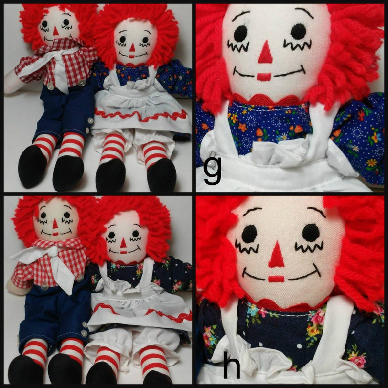 handmade hand embroidery 10 raggedy ann and andy multiple color options cute kawaii classic plush dolls