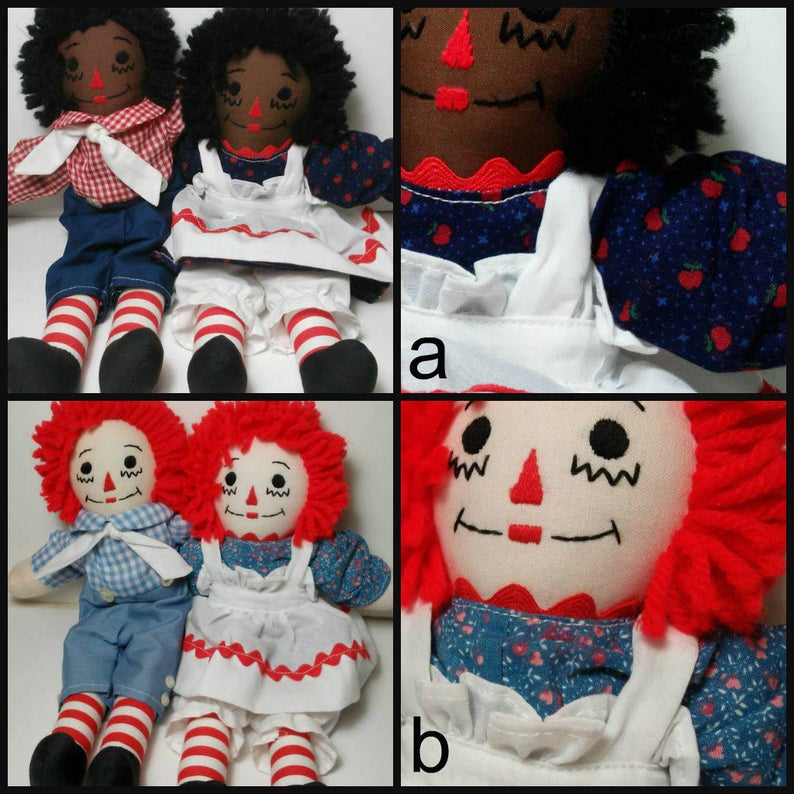 handmade hand embroidery 10 raggedy ann and andy multiple color options cute kawaii classic plush dolls