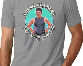 Seinfeld Cosmo Kramer East River Swim Club Cotton Graphic Tee