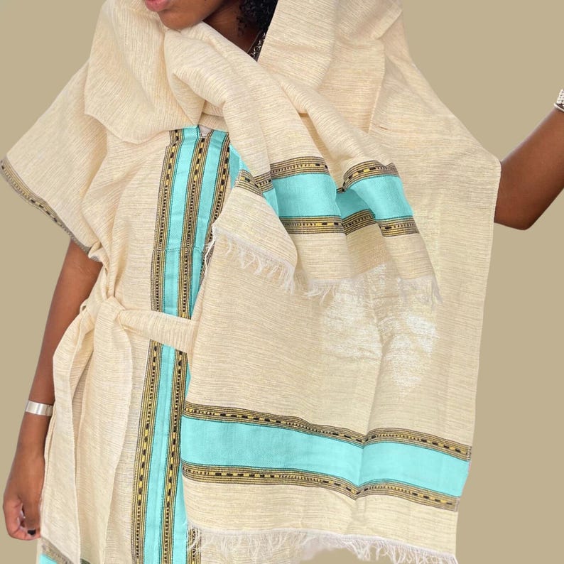 Habesha Cotton Dress with Scarf & Waist Band Ethiopian Casual Dress image 2