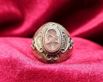 Antique Silver Marid Djinn Ring: Carnelian Intaglio, Wish Magick