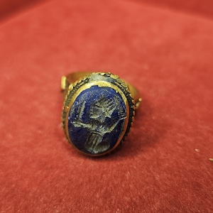 Twin-Blade Warrior Ring • Psychic Powers & Occult ring of Willpower Magic Talisman | Lapis Lazuli Protection Ring | Antique Spirit Vessel