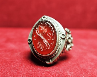 Money Attraction Ring: Carnelian Success Amulet, Antique Silver Occult Artifact