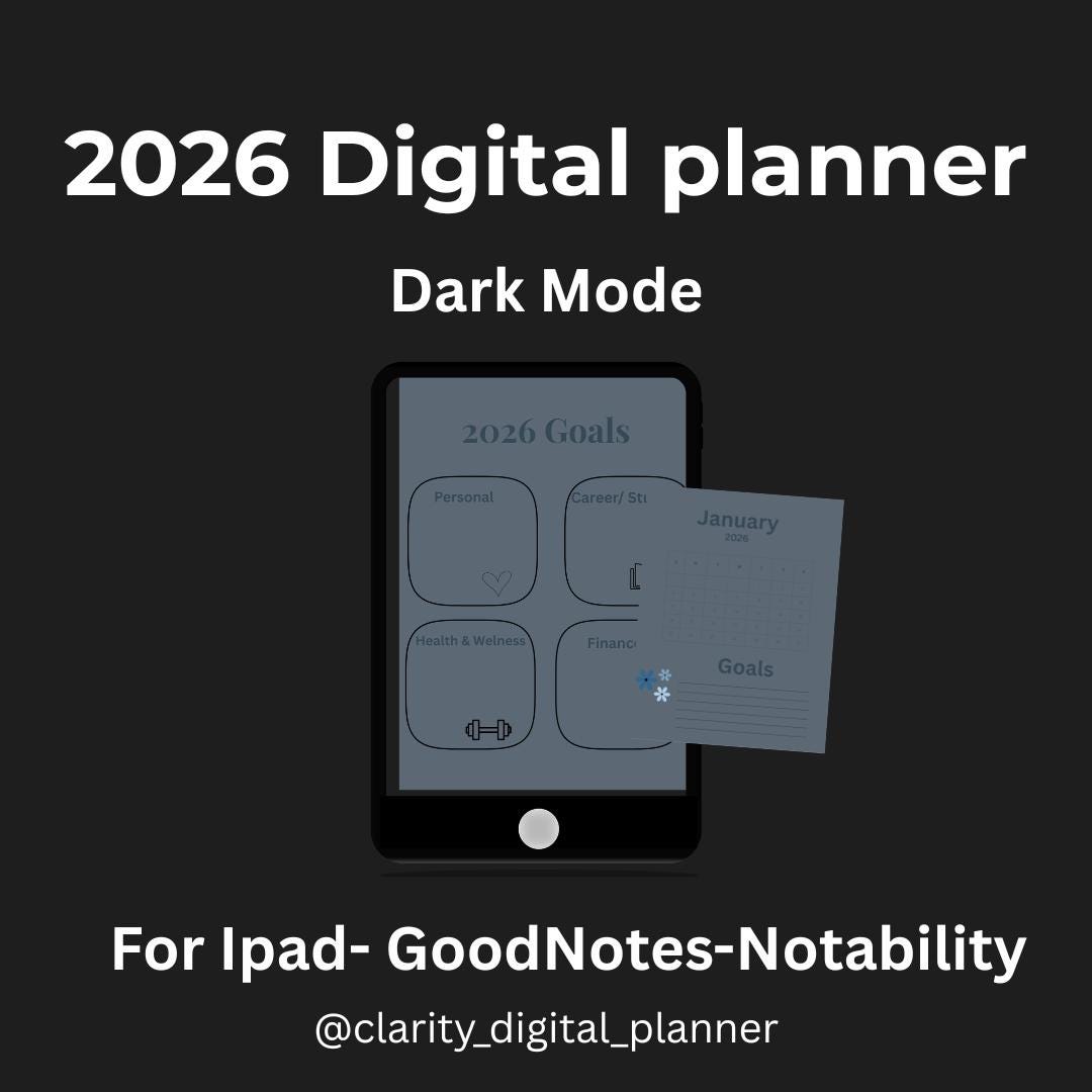 2026 Digital Planner Dark Mode | iPad Goodnotes Notability | Monthly ...
