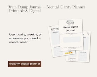Brain Dump Journal | Mental Clarity Planner (Digital PDF)