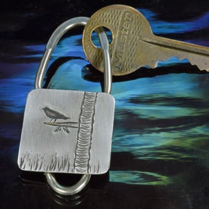 Keyring- Sparrow on a Branch, Sterlng Silver
