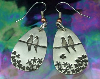 Dangle Earrings- Doves in Love