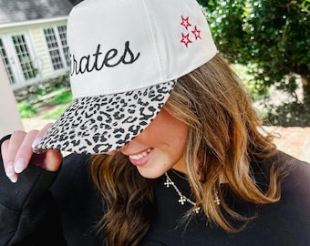 Custom Leopard  Embroidered Trucker Hat / Leopard Game Day Trucker Hat / Mascot Trucker Hat