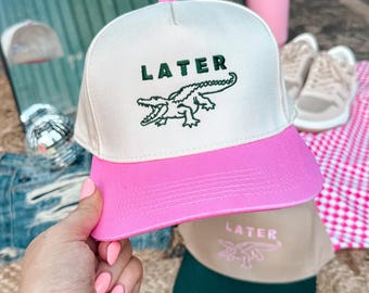 Later Gator Trucker Hat / Later Gator Embroidered Trucker Hat / Everyday Trucker Hat / Trending Trucker Hat / Pink Trucker Hat
