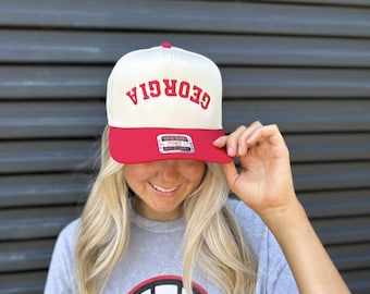 Upside Down Embroidered Trucker Hat / Custom Team Trucker Hat / Embroidered Trucker / Trendy Trucker Hat / Mascot Trucker Hat / Team Trucker