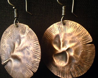 Medium Copper Disk Earrings