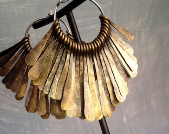 Brass Tribal Hoops