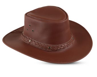 Handmade Genuine Leather Cowboy Hat: Unisex Western Outback Style