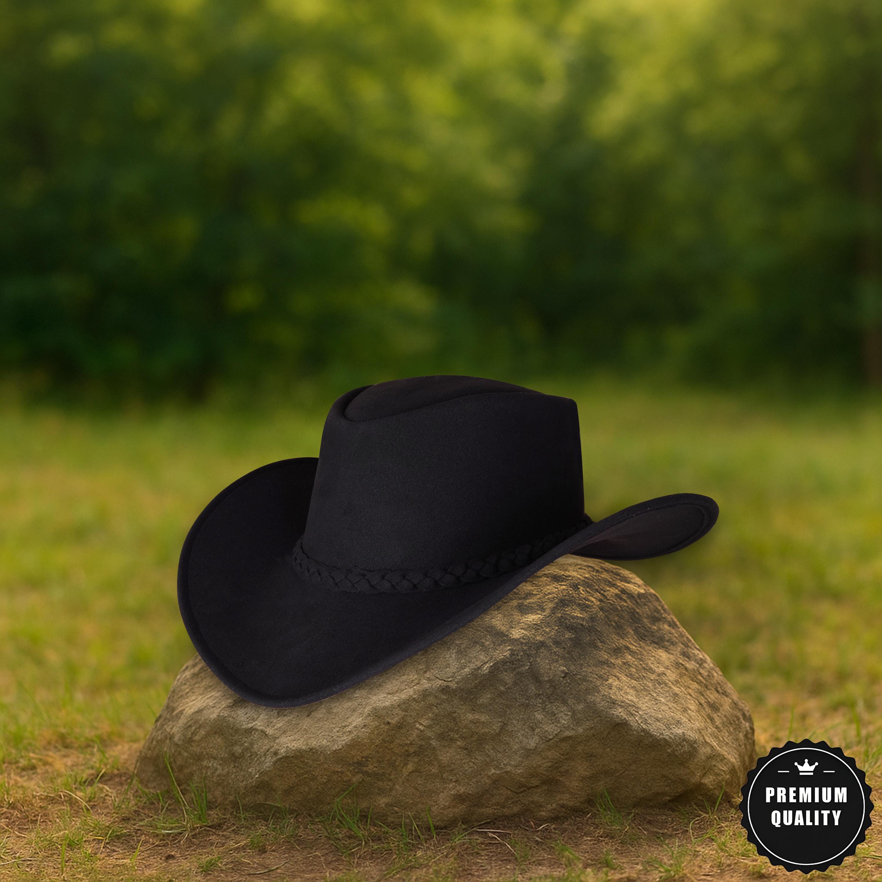 Black Felt Cowboy Hat | Wide Brim, Braided Band Western  display picture 1