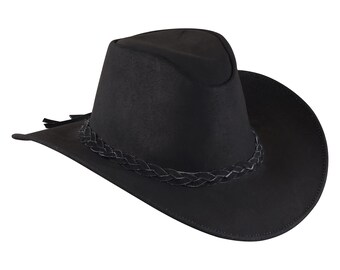 Handgemaakte leren cowboyhoed: unisex outback-hoed in westernstijl