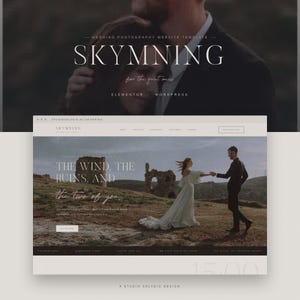 Wedding Photography Website Template | Moody Editorial WordPress Elementor Theme for Photographers | Elopement Portfolio + Blog