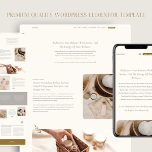 Wordpress Elementor Pro Template &#39;Serene&#39; - Premium WP Theme | Webdesign for Beauty Spa Wellness or Yoga Retreat Coaches, Fully Customizable