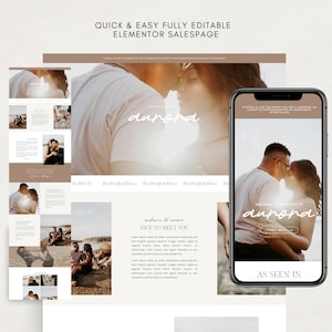 Hochzeitsfotograf Website Template für Elementor Pro | Boho Chic WordPress Theme | Aurora