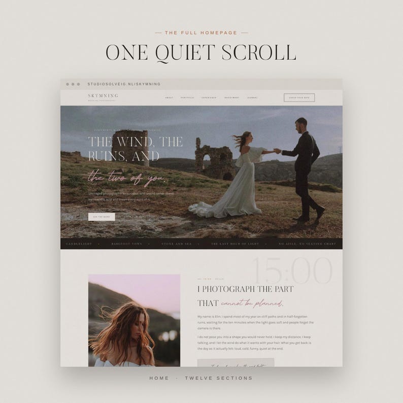Wedding Photography Website Template | Moody Editorial Wordpress ...