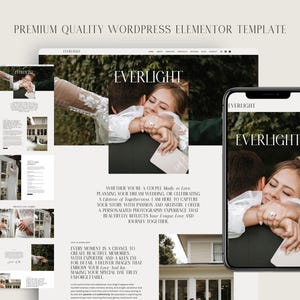 Wedding Photographer Website Template for Elementor Pro | Elegant WordPress Theme | Everlight